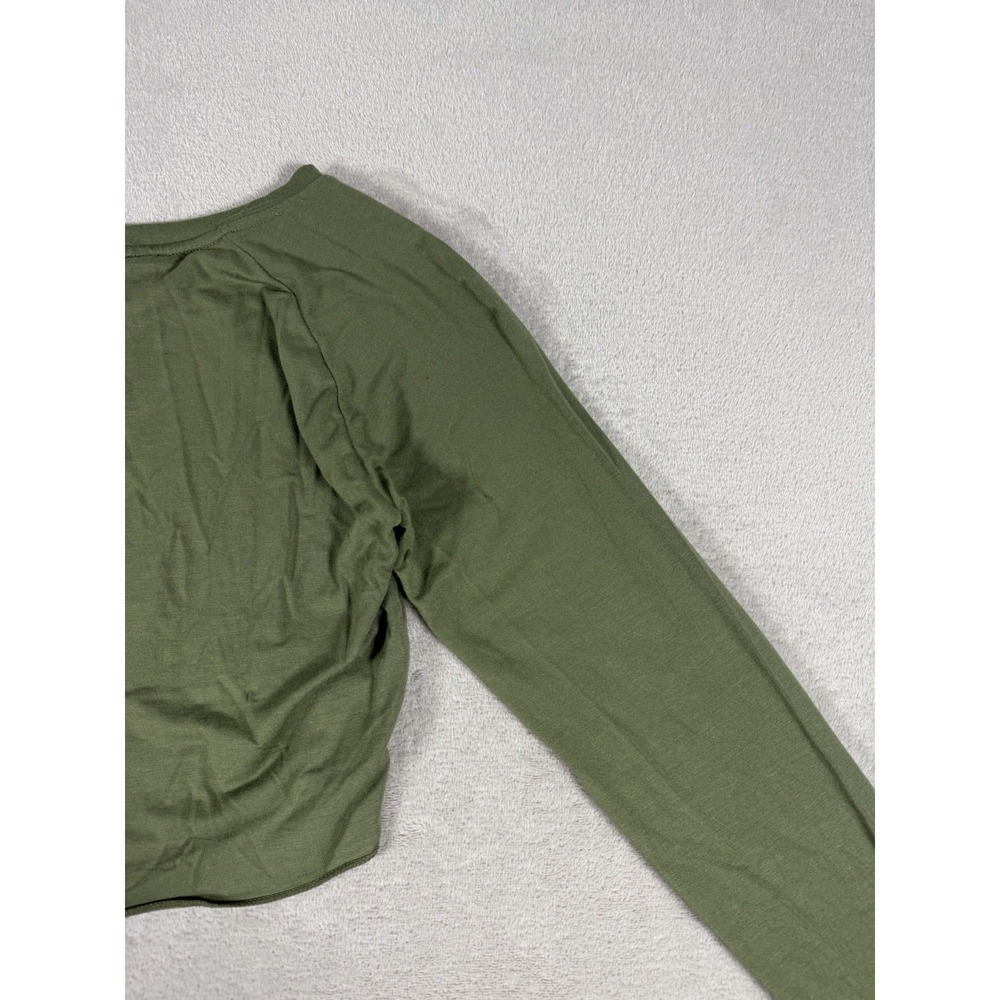 Alphalete Tie Front Crop Top Womens S Olive Green Long Sleeve Athletic - Picture 13 of 16